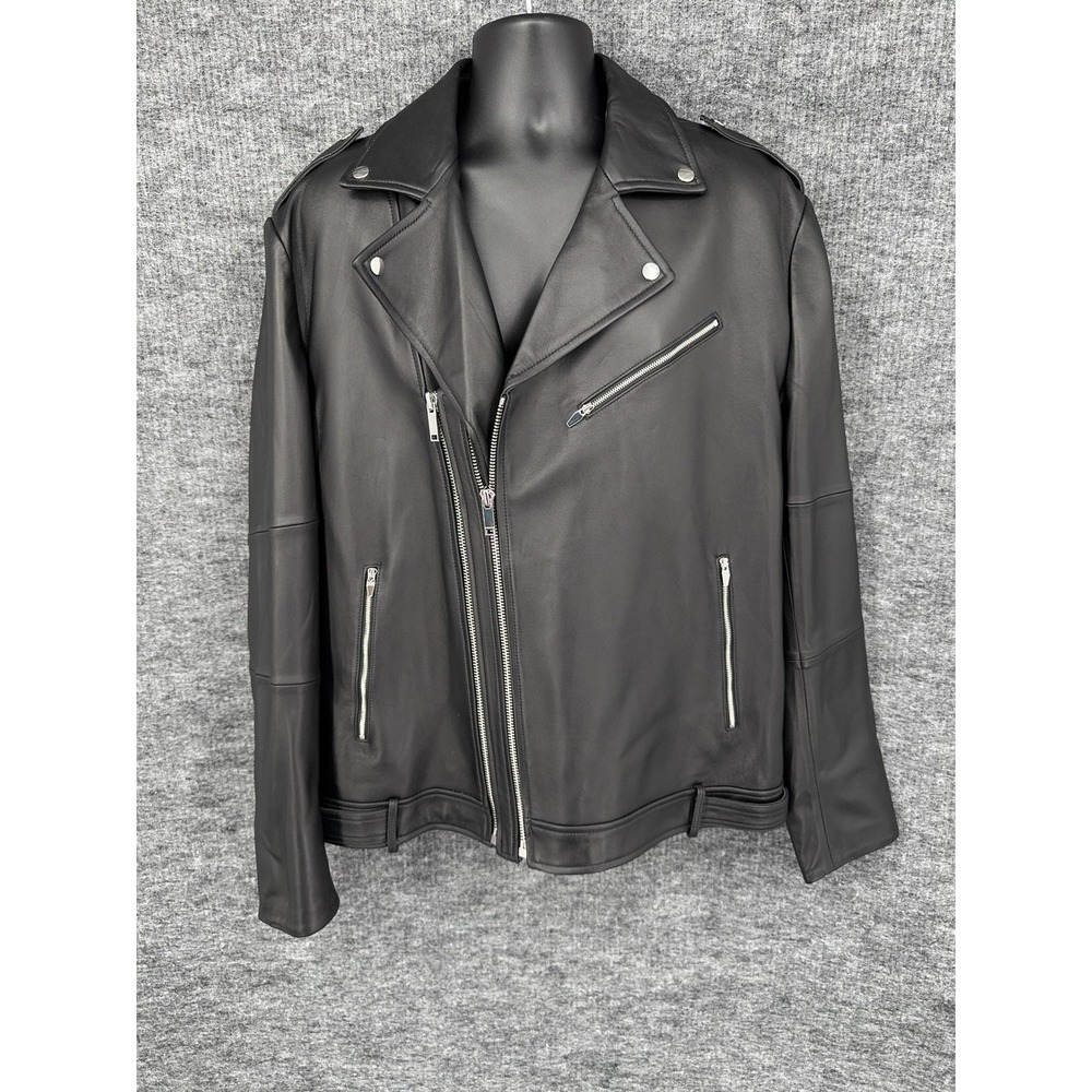Cadogan Apollo Jacket Mens 2XL Black Napa Lambskin Leather Biker Full Zip Moto